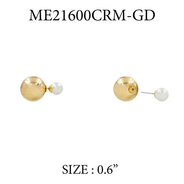Double Sided Gold and Pearl Stud Earring