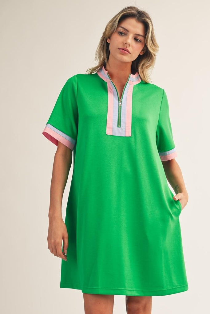 Front Zip Up Solid Casual Dress – C'est La Vie