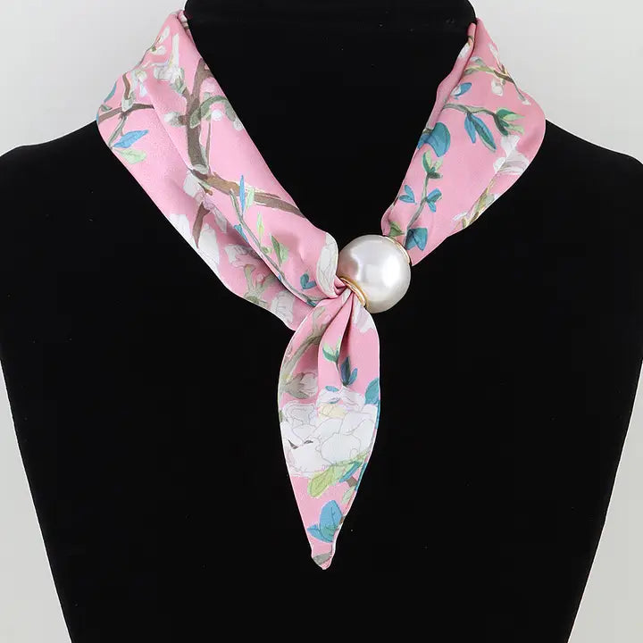 Garden Scarf Beaded Necklace-Pink