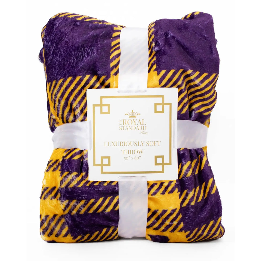 Louisiana Plaid Throw Purple/Yellow Blanket
