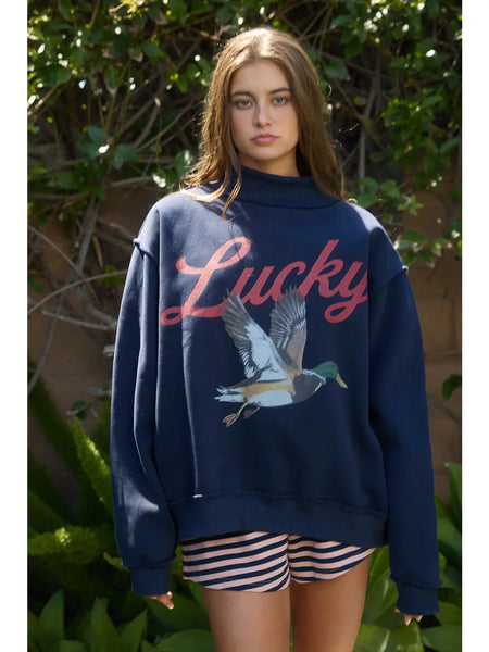 'Lucky & Mallard' Mock Neck Sweatshirt