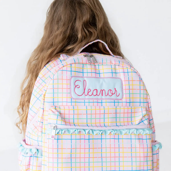 Girls Pink Plaid Backpack