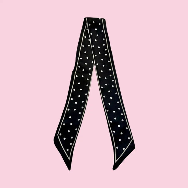 Twilly Scarf- Polka Dot Black/White