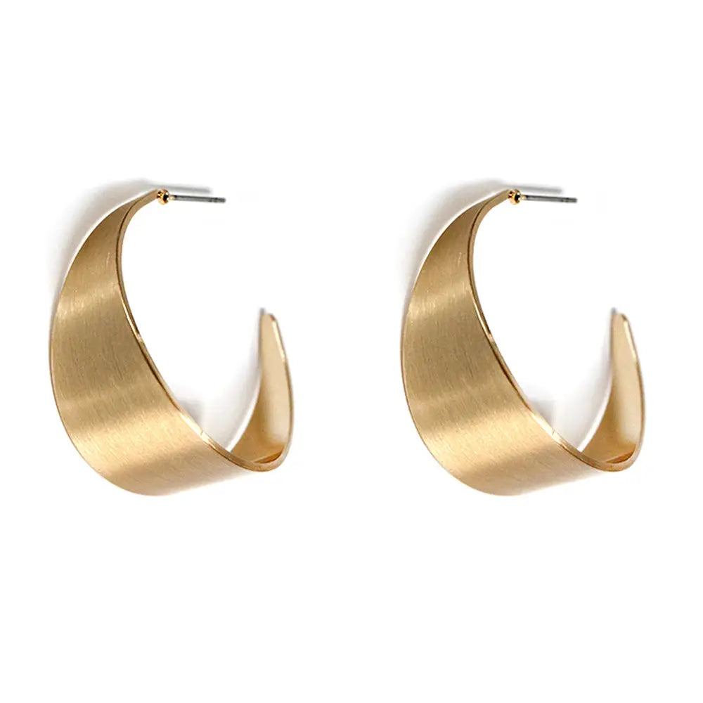 Matte Gold Curved 1.25" Earring