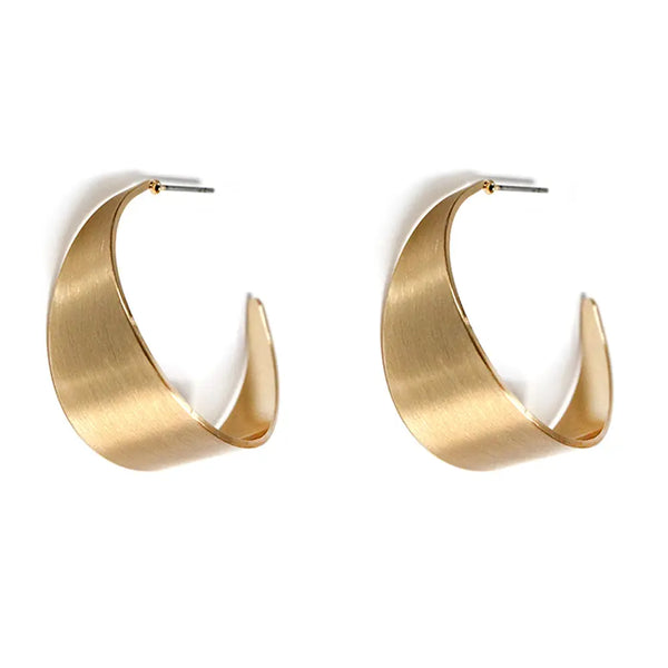 Matte Gold Curved 1.25" Earring