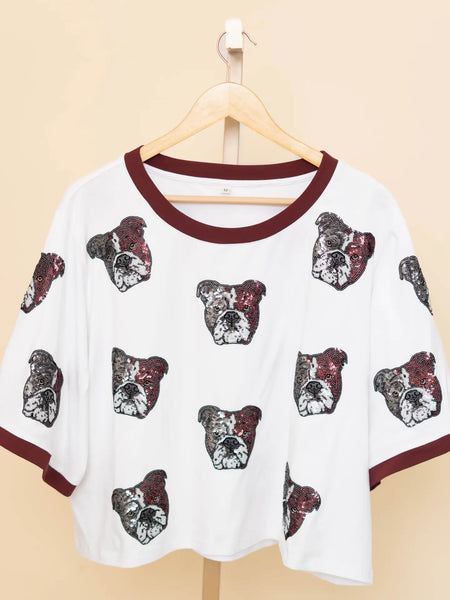 Scattered Bulldogs Oversized Crop Tee