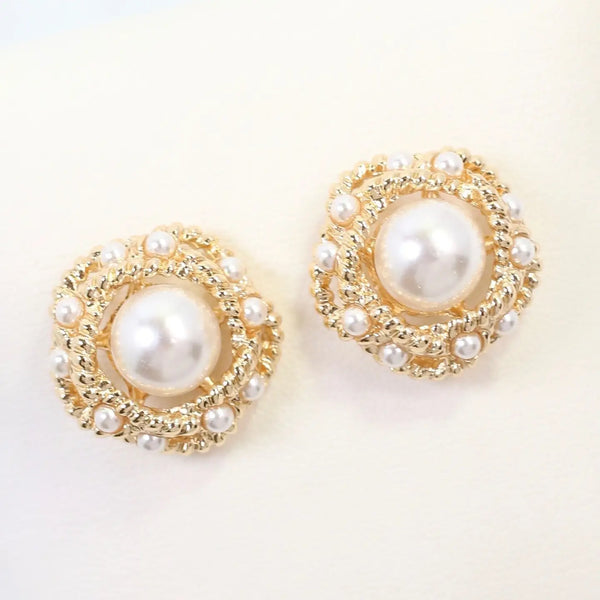 Dunkirk Embellished Gold Pearl Stud Earring