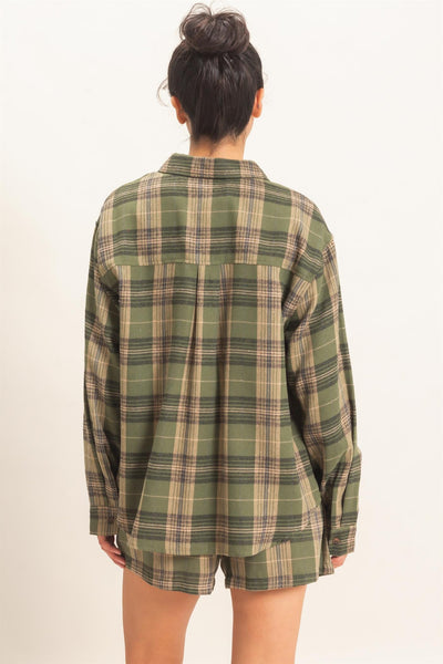 Plaid Long Sleeve Button Down Top