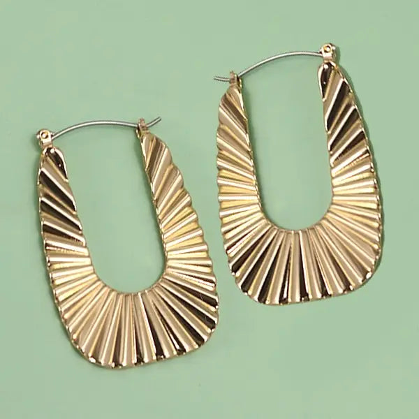 Etched Sunrays Hoop Earring