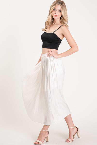 Satin High Waist Midi Skirt
