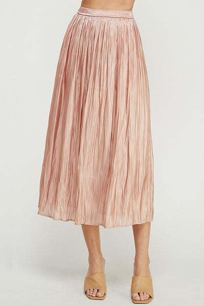 Satin High Waist Midi Skirt