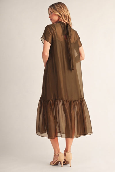Tie Back Elegant Chiffon Midi Dress