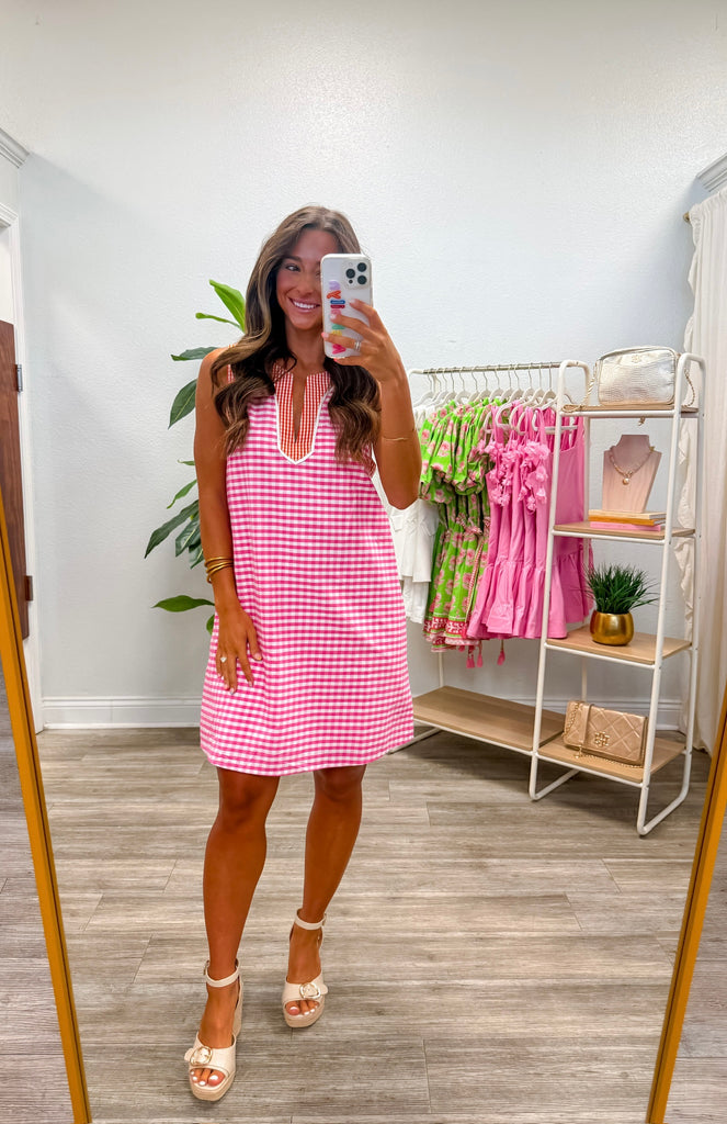 Gingham Print Sleeveless Mini Dress