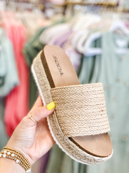 Soda Process Raffia Platform Sandal