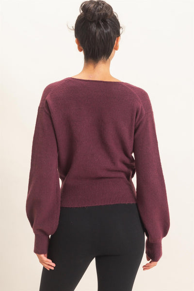 Wrap V-Neck Sweater Top