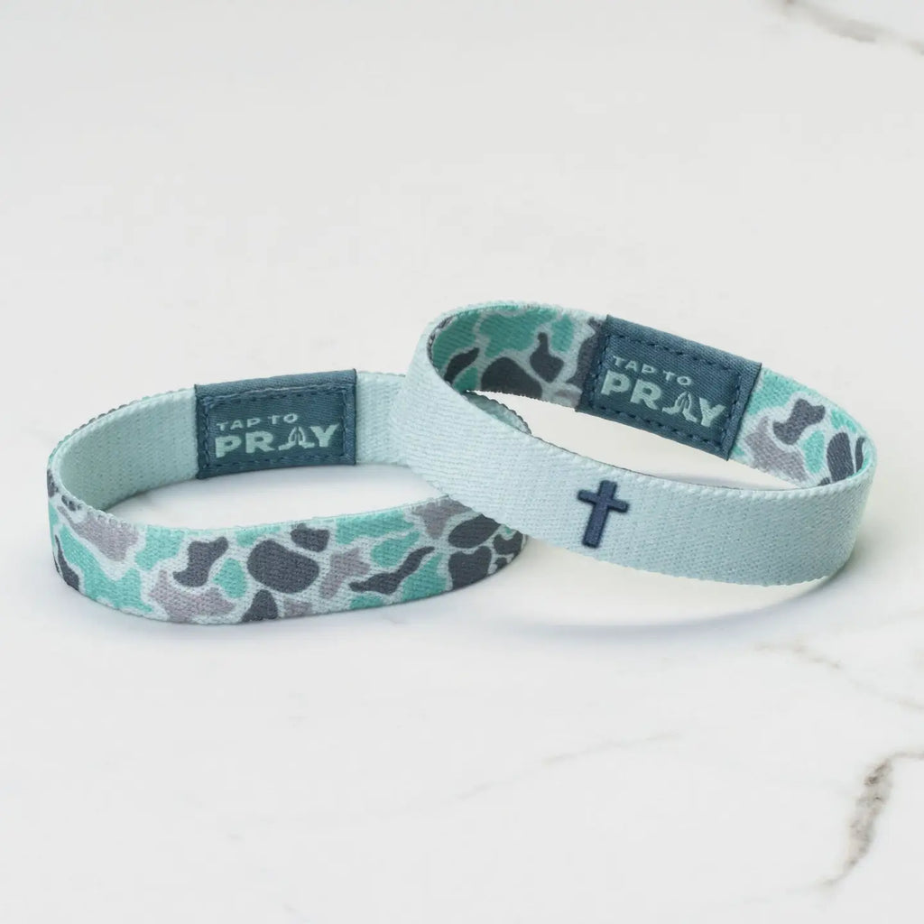 Tap To Pray Mint River Rock Camo Wristband