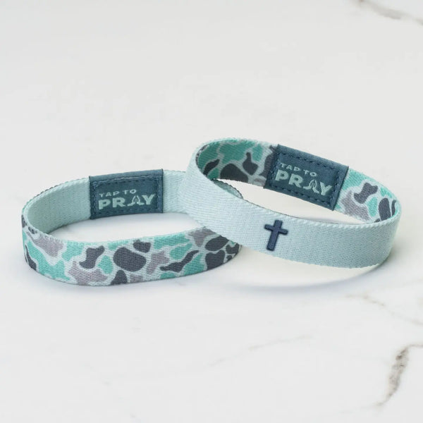 Tap To Pray Mint River Rock Camo Wristband