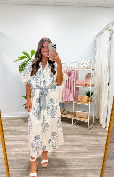 Floral Print V-Neck Maxi Dress