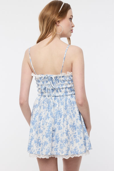 Floral Attachable Tie Strap Lace Mini Dress