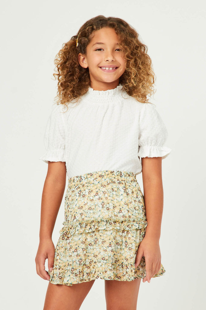 Girls Ditsy Floral Ruffle Tiered Skirt