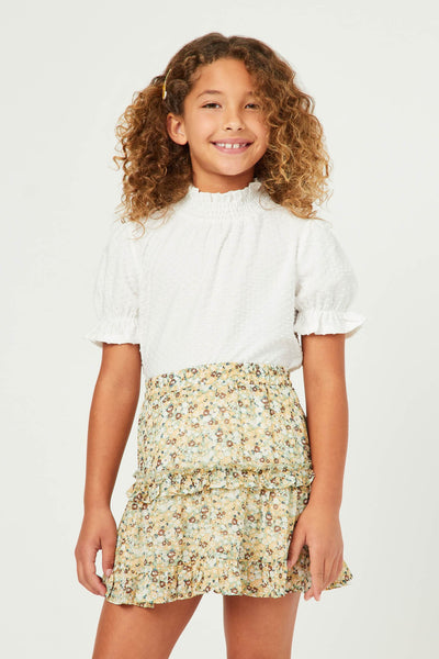 Girls Ditsy Floral Ruffle Tiered Skirt