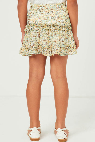 Girls Ditsy Floral Ruffle Tiered Skirt