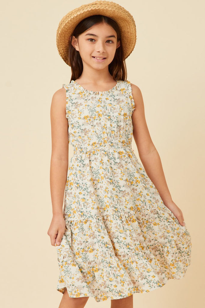Girls Antique Floral Tank Midi Dress