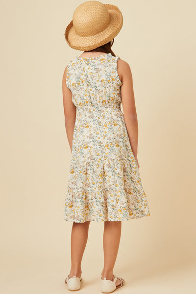 Girls Antique Floral Tank Midi Dress