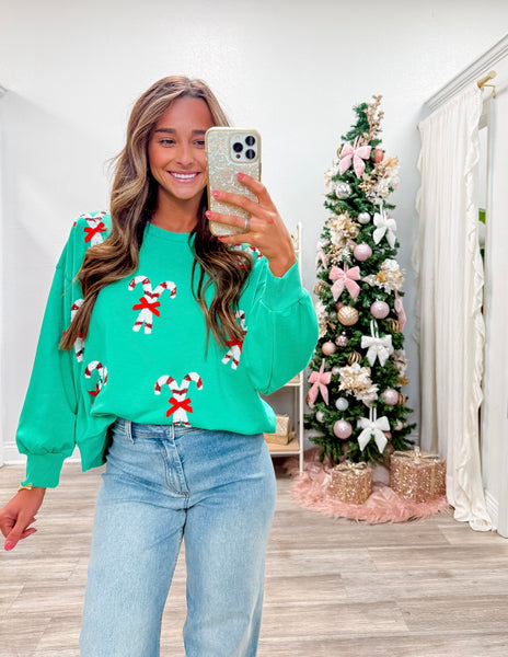 Mary Square Millie Candy Canes Sweatshirt