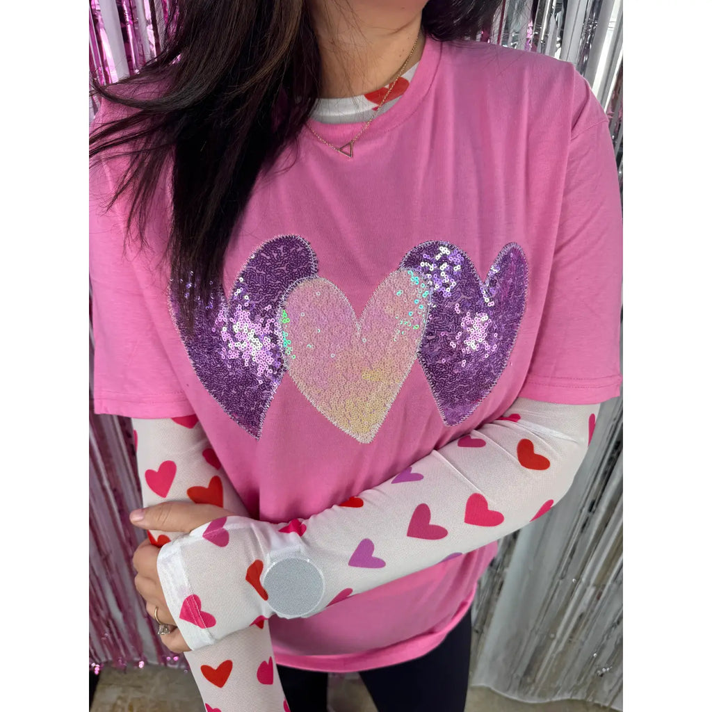 Valentine Heart Trio Embroidered SS Top