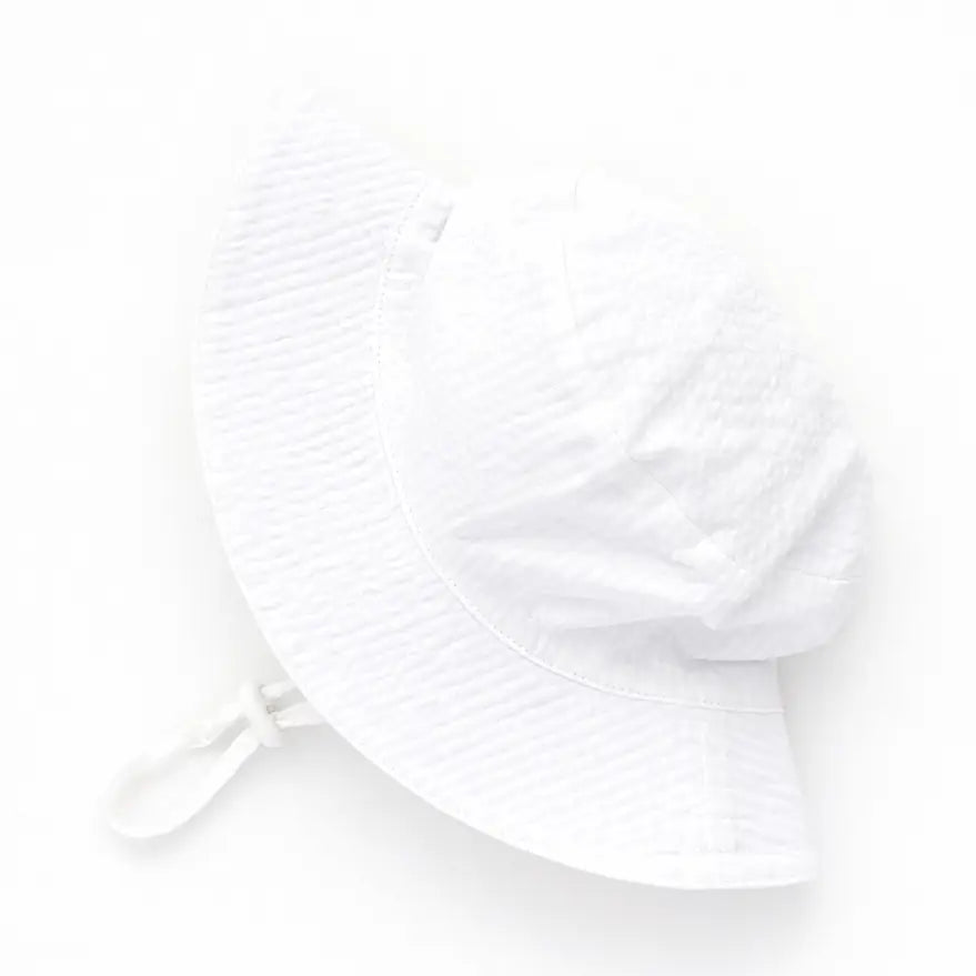 White Seersucker Bucket Hat