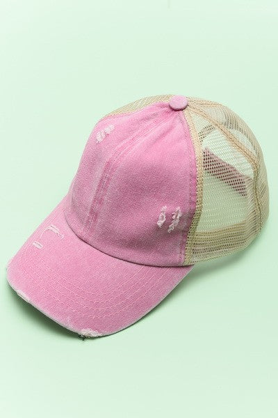 Distress Mesh Back Baseball Cap