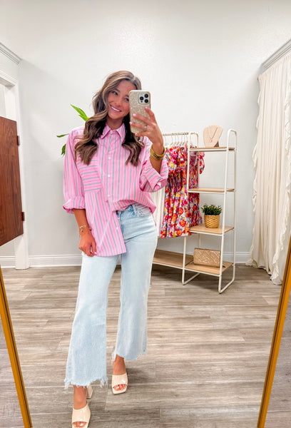 Striped Button Down Shirt W/ Pocket