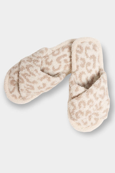 Leopard Crisscross Soft Home Indoor Floor Slippers