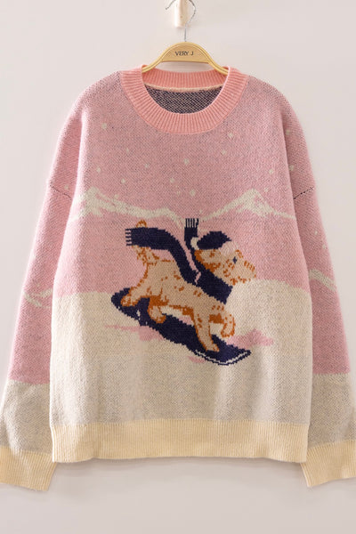 Snowy Puppy Knit Sweater