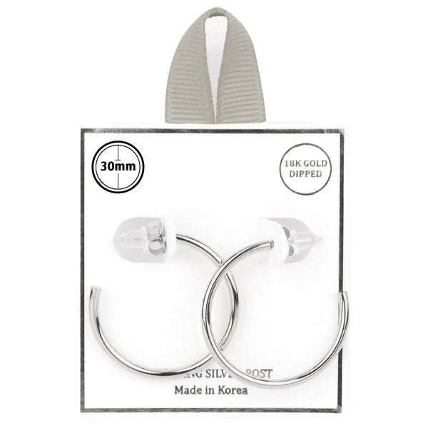 Silver Sterling Silver Post Hoop Earring