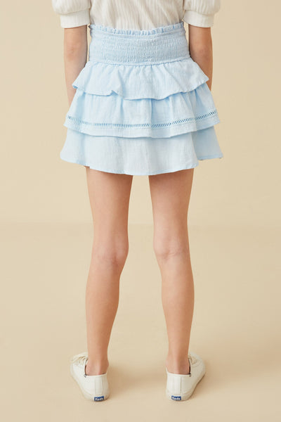 Girls Crochet Trimmed Smocked Skirt