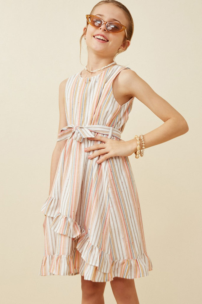 Girls Color Sprinkled Ruffle Hem Dress