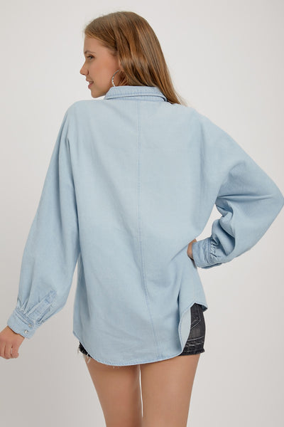 Claire Balloon Sleeve Denim Top