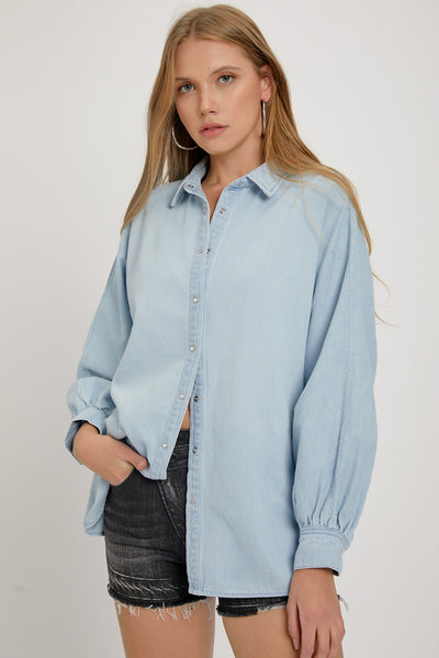 Claire Balloon Sleeve Denim Top