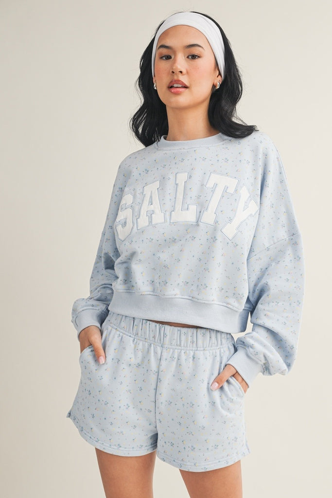 Salty Ditsy Crewneck Crop Sweatshirt