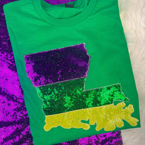 Mardi Gras LA Sequins SS Top
