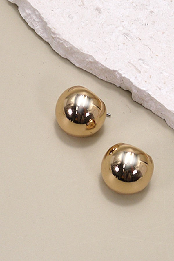 Round Puffed Huggie Hoop Earrings