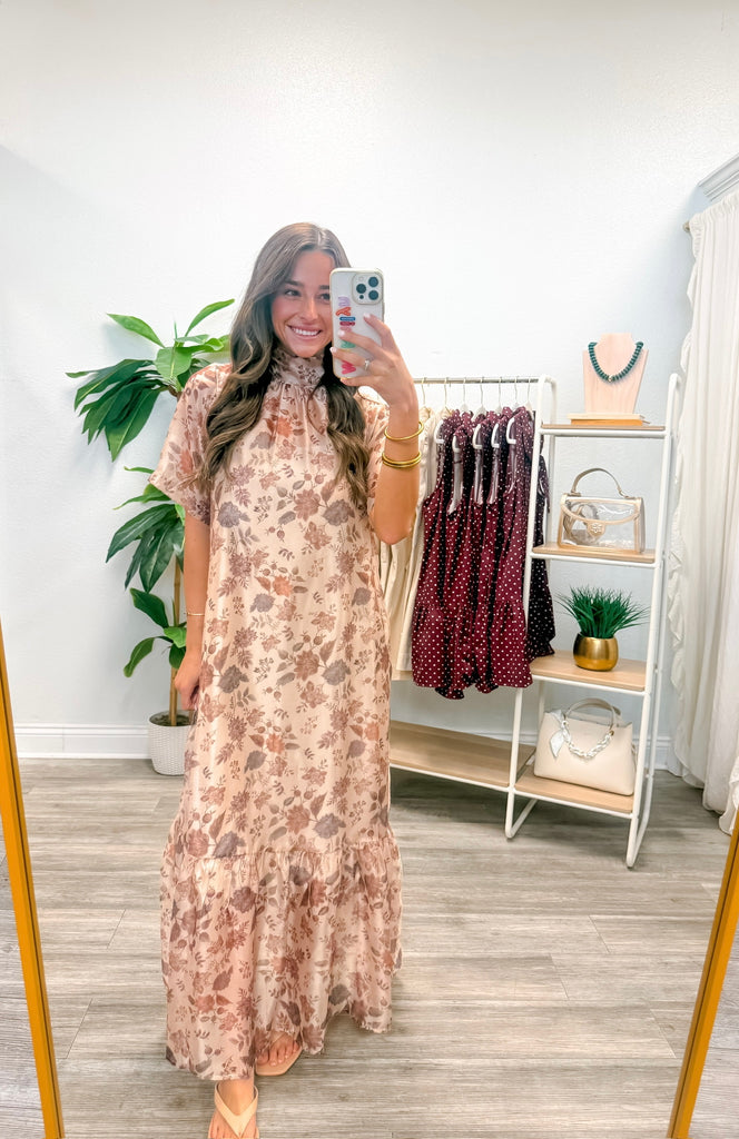 Floral Print Short Sleeve Maxi Dress