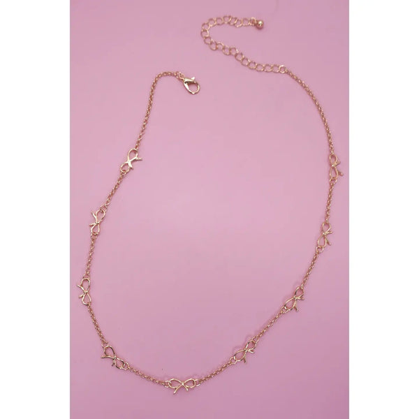 Cutout Bow Station Necklace