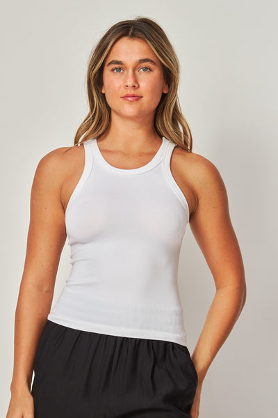 Ribbed Seamless High Neck Tank Top