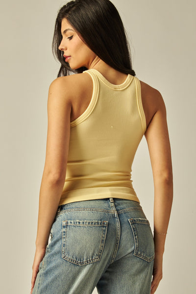 Ribbed Seamless High Neck Tank Top