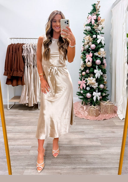Metallic Front Midi Knit Dress