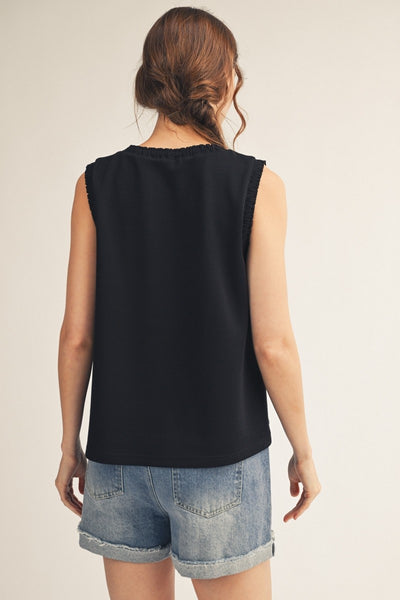 Smocked Edge Detail Sleeveless Top