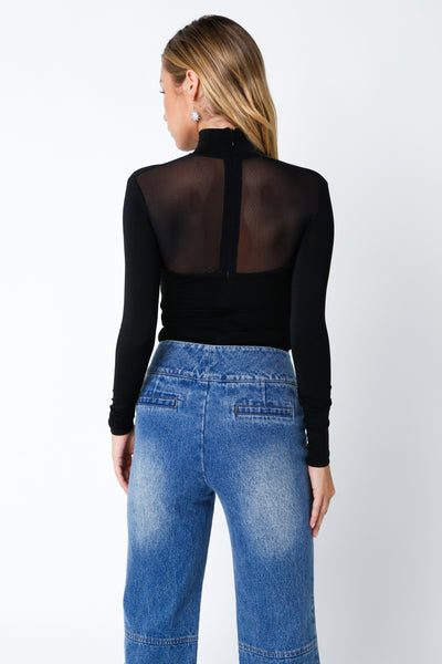 Mock Neck Mesh Bodysuit
